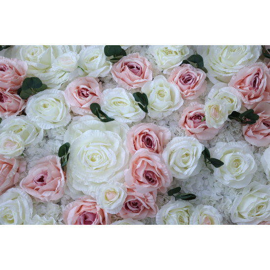 pink and white rose cloth flower wall fabric rollin up reed pampas grass curtain floral wall wedding backdrop party event props