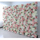 pink and white rose cloth flower wall fabric rollin up reed pampas grass curtain floral wall wedding backdrop party event props