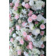 pink and white rose cloth flower wall fabric rollin up reed pampas grass curtain floral wall wedding backdrop party event props