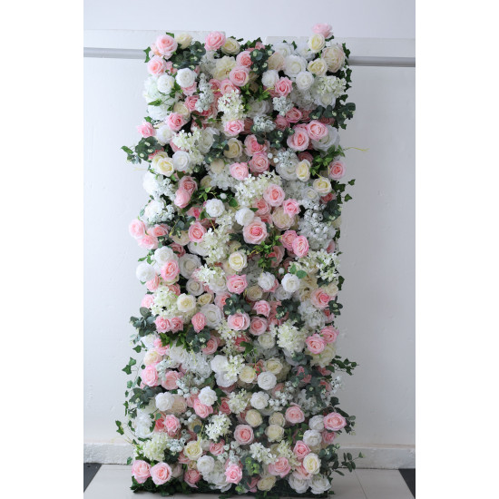 pink and white rose cloth flower wall fabric rollin up reed pampas grass curtain floral wall wedding backdrop party event props