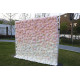 pink and white rose cloth roll up flower wall fabric hanging curtain plant wall event party wedding backdrop