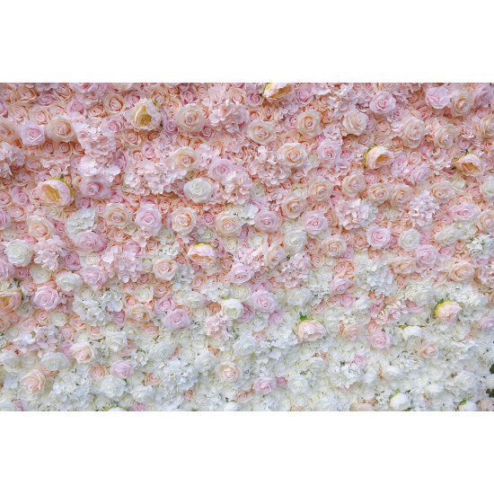 pink and white rose cloth roll up flower wall fabric hanging curtain plant wall event party wedding backdrop