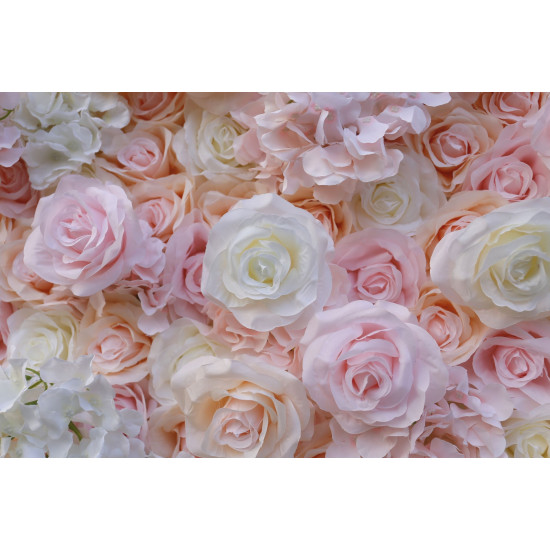 pink and white rose cloth roll up flower wall fabric hanging curtain plant wall event party wedding backdrop