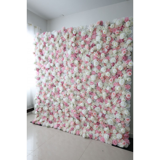 pink and white roses and peonies cloth roll up flower wall fabric hanging curtain plant wall event party wedding backdrop