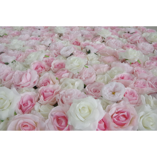 pink and white roses cloth roll up flower wall fabric hanging curtain plant wall event party wedding backdrop