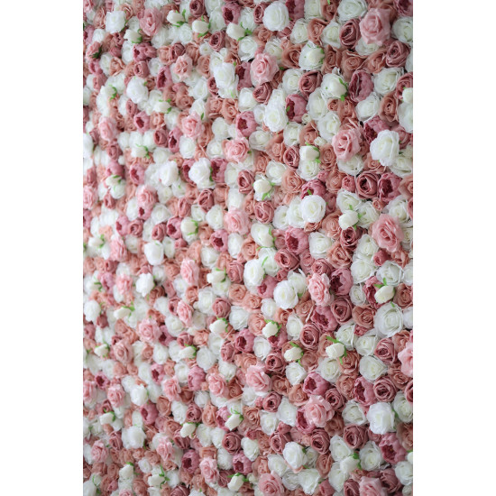 pink and white roses cloth roll up flower wall fabric hanging curtain plant wall event party wedding backdrop