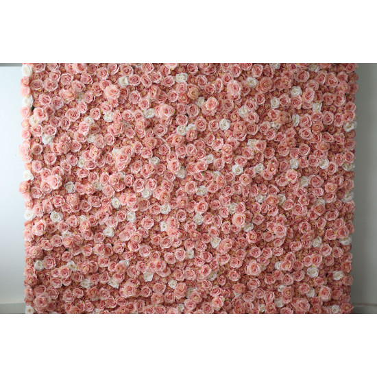 pink and white roses cloth roll up flower wall fabric hanging curtain plant wall event party wedding backdrop