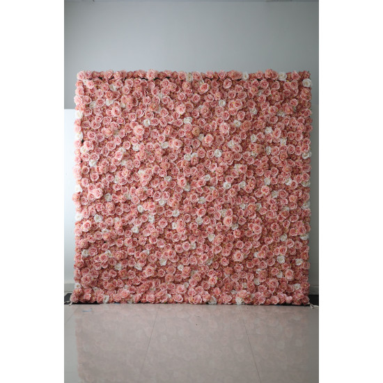 pink and white roses cloth roll up flower wall fabric hanging curtain plant wall event party wedding backdrop