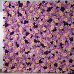 pink dahlias and purple roses and hydrangeas cloth roll up flower wall fabric hanging curtain plant wall event party wedding backdrop