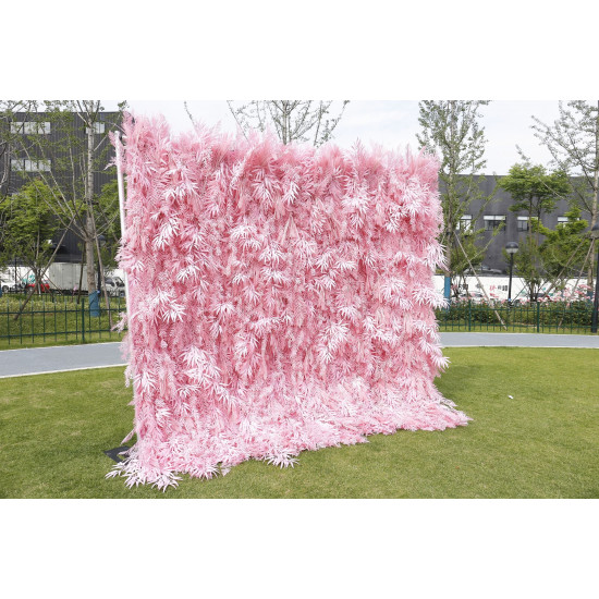 pink feather cloth roll up flower wall fabric hanging curtain plant wall event party wedding backdrop