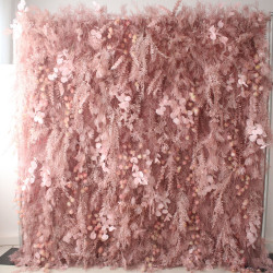 pink feather flower background wall cloth roll up flower wall fabric hanging curtain plant wall event party wedding backdrop