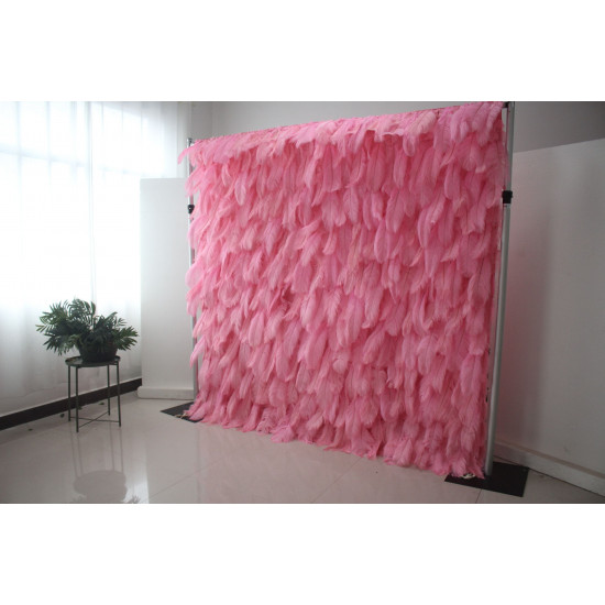 pink feather flower wall cloth roll up flower wall fabric hanging curtain plant wall event party wedding backdrop