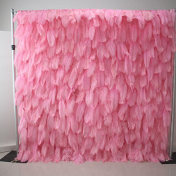 pink feather flower wall cloth roll up flower wall fabric hanging curtain plant wall event party wedding backdrop