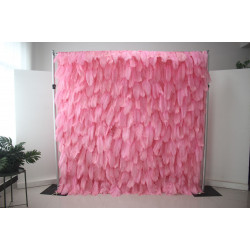 pink feather flower wall cloth roll up flower wall fabric hanging curtain plant wall event party wedding backdrop