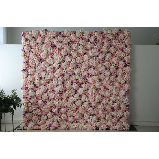 pink hydrangea cloth roll up flower wall fabric hanging curtain plant wall event party wedding backdrop