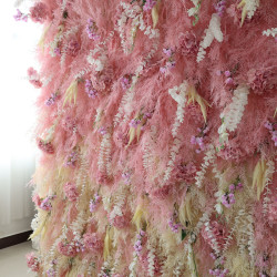 pink misty grass cloth flower wall fabric rollin up reed pampas grass curtain floral wall wedding backdrop party event props