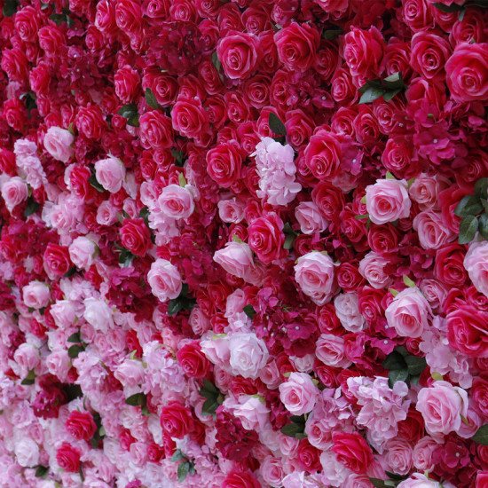 pink rose gradient rolling up fabric curtain artificial flower wall cloth wedding backdrop