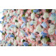 pink roses and blue and white hydrangeas cloth roll up flower wall fabric hanging curtain plant wall event party wedding backdrop