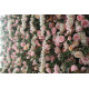 pink roses and green leaves cloth roll up flower wall fabric hanging curtain plant wall event party wedding backdrop