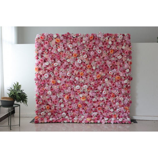 pink roses and hydrangeas cloth roll up flower wall fabric hanging curtain plant wall event party wedding backdrop