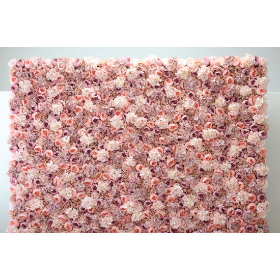 pink roses and hydrangeas cloth roll up flower wall fabric hanging curtain plant wall event party wedding backdrop