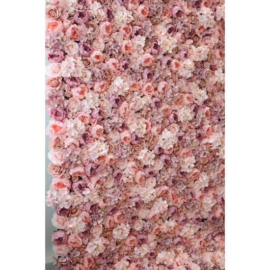 pink roses and hydrangeas cloth roll up flower wall fabric hanging curtain plant wall event party wedding backdrop