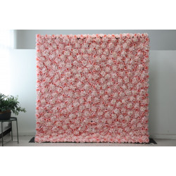 pink roses and hydrangeas cloth roll up flower wall fabric hanging curtain plant wall event party wedding backdrop