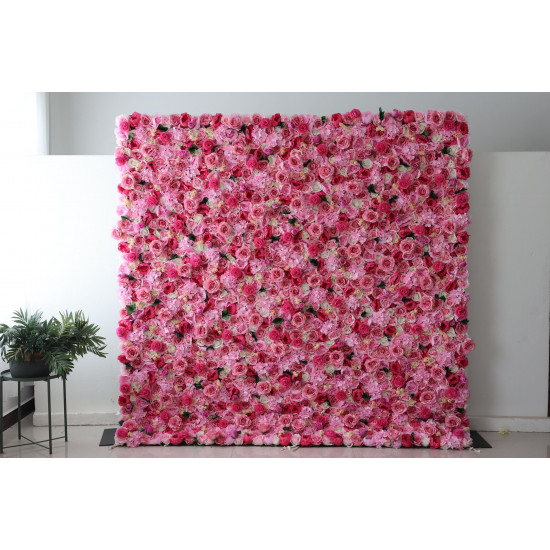 pink roses and hydrangeas cloth roll up flower wall fabric hanging curtain plant wall event party wedding backdrop