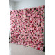 pink roses and peonies and green leaves cloth roll up flower wall fabric hanging curtain plant wall event party wedding backdrop