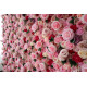 pink roses and peonies and green leaves cloth roll up flower wall fabric hanging curtain plant wall event party wedding backdrop