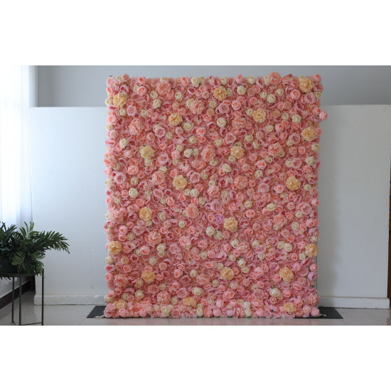 pink roses and peonies cloth roll up flower wall fabric hanging curtain plant wall event party wedding backdrop