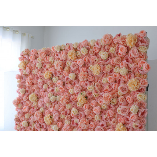 pink roses and peonies cloth roll up flower wall fabric hanging curtain plant wall event party wedding backdrop