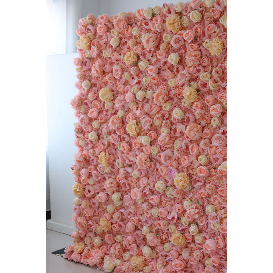 pink roses and peonies cloth roll up flower wall fabric hanging curtain plant wall event party wedding backdrop