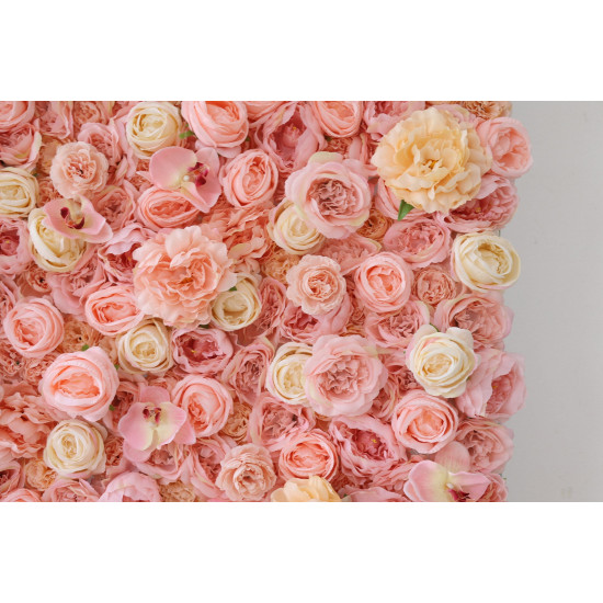 pink roses and peonies cloth roll up flower wall fabric hanging curtain plant wall event party wedding backdrop