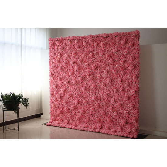 pink roses and peonies cloth roll up flower wall fabric hanging curtain plant wall event party wedding backdrop