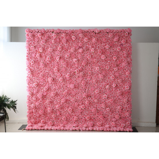 pink roses and peonies cloth roll up flower wall fabric hanging curtain plant wall event party wedding backdrop