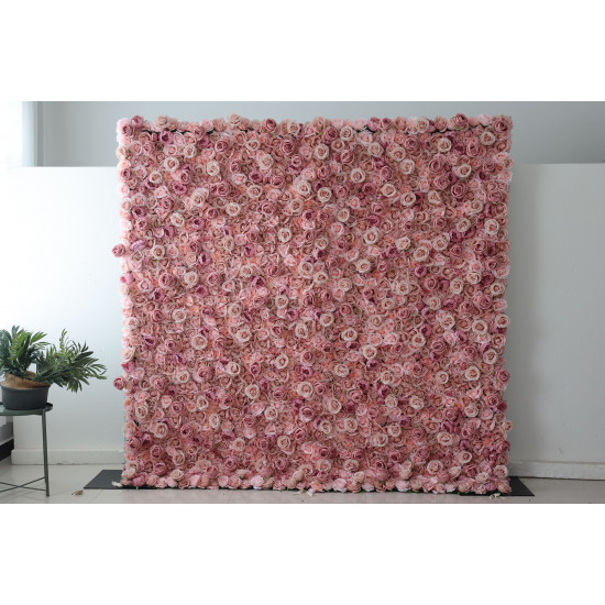 pink roses and peonies cloth roll up flower wall fabric hanging curtain plant wall event party wedding backdrop