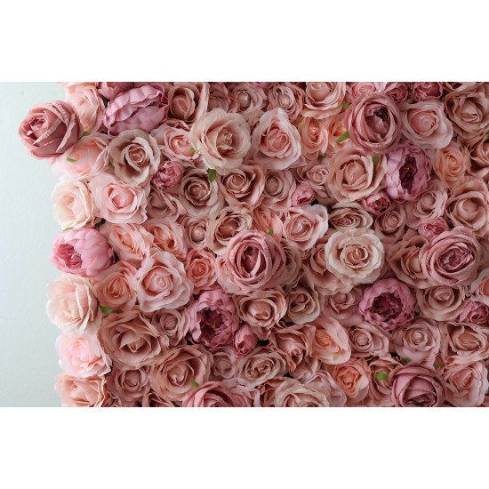 pink roses and peonies cloth roll up flower wall fabric hanging curtain plant wall event party wedding backdrop