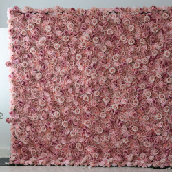 pink roses and peonies cloth roll up flower wall fabric hanging curtain plant wall event party wedding backdrop