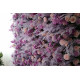 pink roses and purple hydrangeas cloth roll up flower wall fabric hanging curtain plant wall event party wedding backdrop