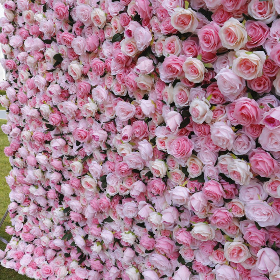 pink roses light pink roses cloth roll up flower wall fabric hanging curtain plant wall event party wedding backdrop