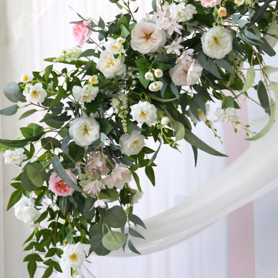 pink wedding arch flowers, pink artificial wedding flowers, diy wedding flowers, wedding faux flowers