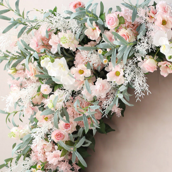 pink wedding arch flowers, pink artificial wedding flowers, diy wedding flowers, wedding faux flowers