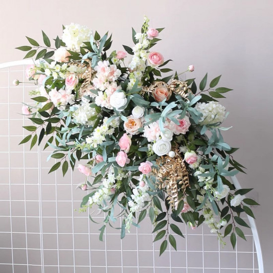 pink & green wedding arch flowers, pink artificial wedding flowers, diy wedding flowers, wedding faux flowers