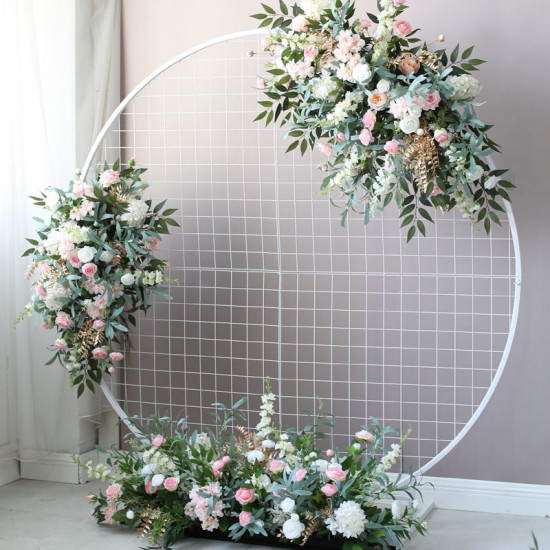 pink & green wedding arch flowers, pink artificial wedding flowers, diy wedding flowers, wedding faux flowers