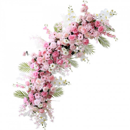 pink wedding arch flowers, window flowers, pink artificial wedding flowers, diy wedding flowers, wedding faux flowers