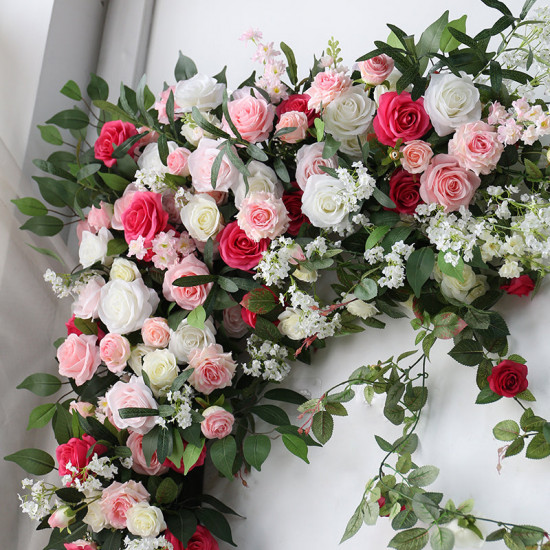 pink & red rose faux flowers, pink artificial wedding flowers, diy wedding flowers, wedding faux flowers