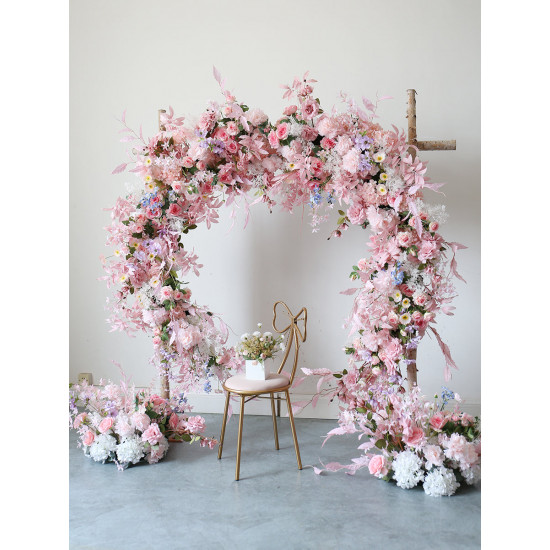 pink wedding arch flowers, pink artificial wedding flowers, diy wedding flowers, wedding faux flowers