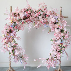 pink wedding arch flowers, pink artificial wedding flowers, diy wedding flowers, wedding faux flowers