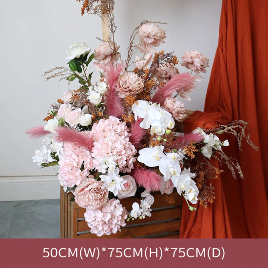 pink wedding & party arrangement, pink artificial wedding flowers, diy wedding flowers, wedding faux flowers